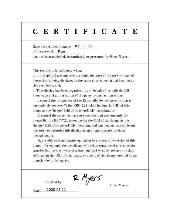 Certificate of Inauthenticity: Pipe (02 of 11)