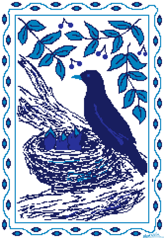 Delft Blue Blackbirds