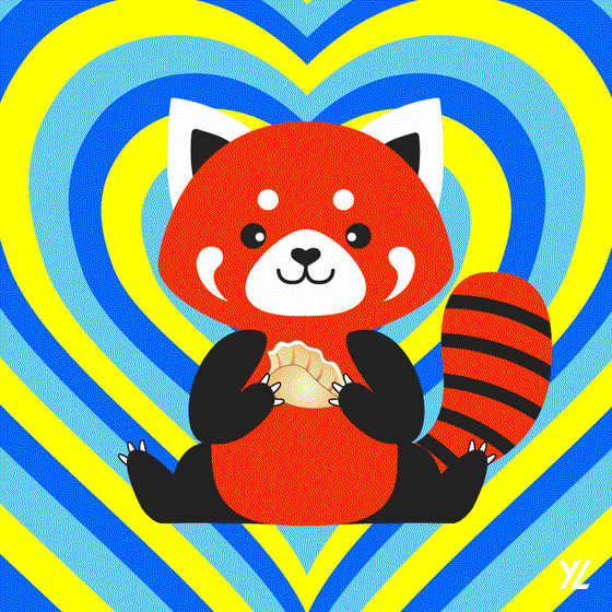 Red Panda holding a standard dumpling emoji #57/90