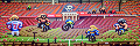 #678 The bikers are playing fotball in a stadium