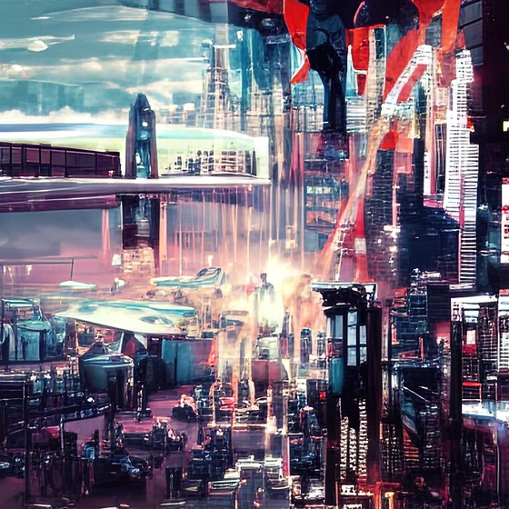 cyberpunk city panorama sunset 2021148342