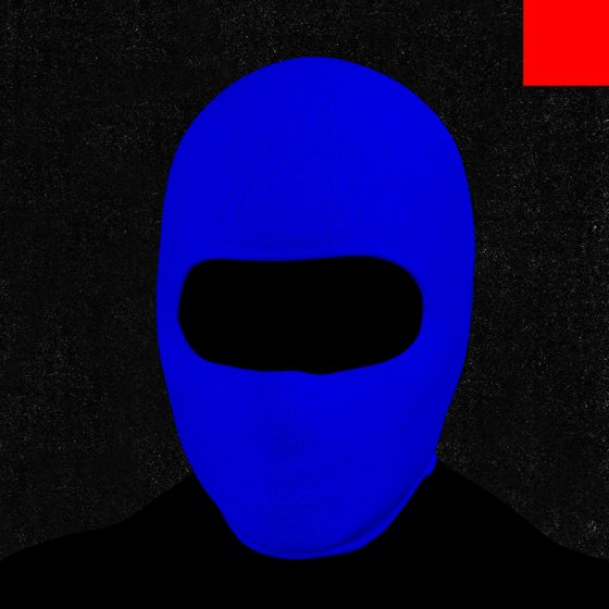 Villain #153 - The Blue Balaclava Villain on the Deep Black background with the Red Accent