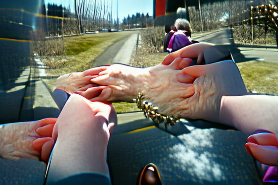 Holding my mother's hand as we skipped in the spring sunshine.