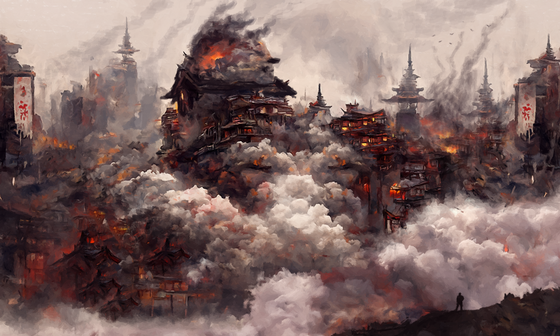 Burning village