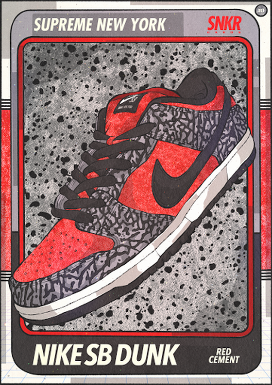 SNKR Cards / Nike Dunk SB Supreme Red Cement / 001