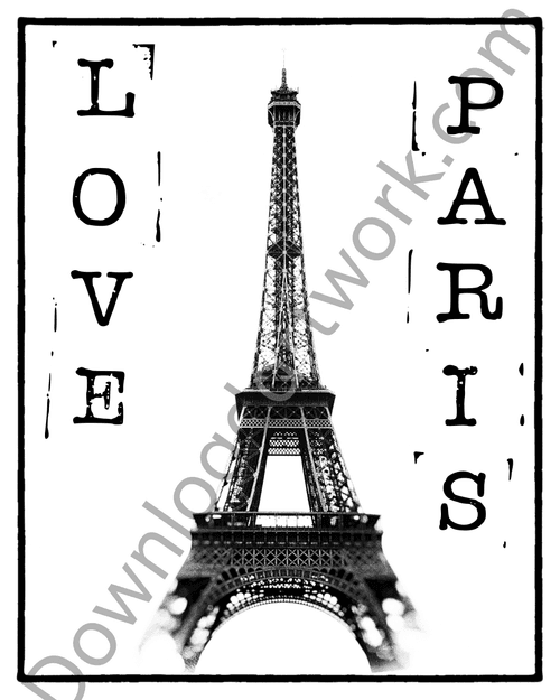 City Love - Film Noir style typographic art - Love Paris