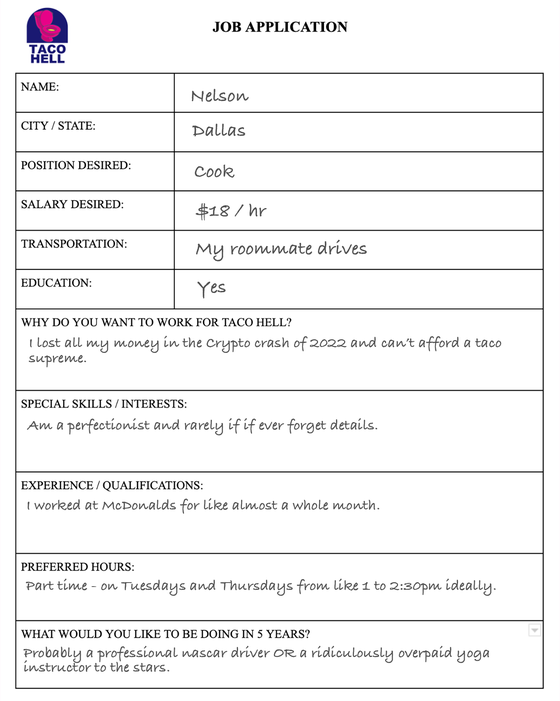 Taco Hell Job Applications #36