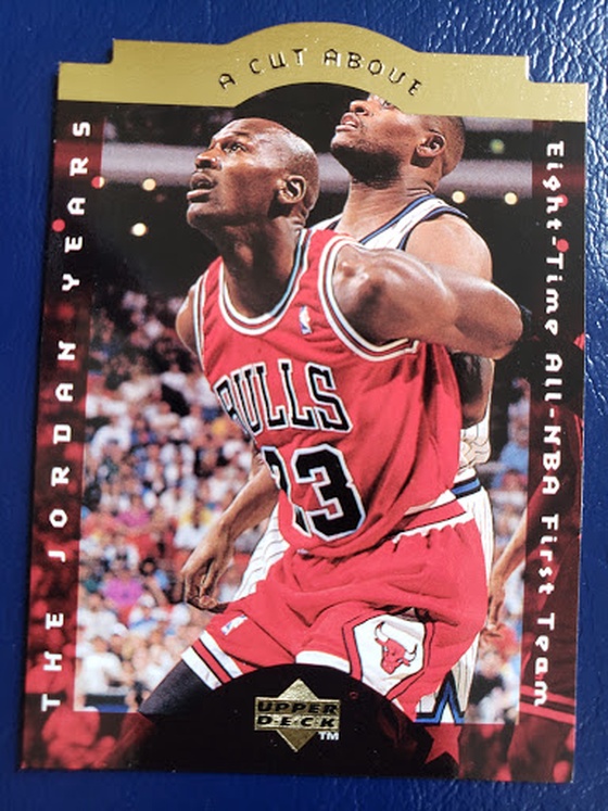 1996-97 Collector's Choice basketball Jordan A Cut Above #CA3, Michael Jordan/8-Time All-NBA First Team