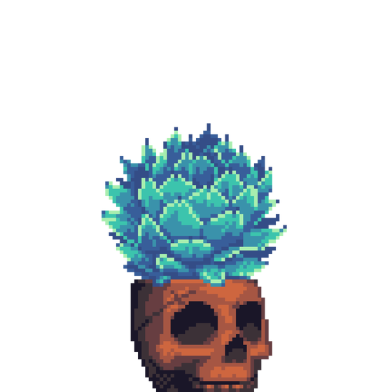 Artichoke Agave in Clay Skull pot