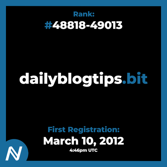 #48818-49013 | d/dailyblogtips | Mar. 10, 2012 | Namecoin .bit Domain
