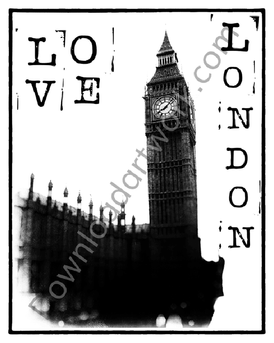 City Love - Film Noir style typographic art - Love London