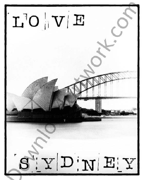 City Love - Film Noir style typographic art - Love Sydney