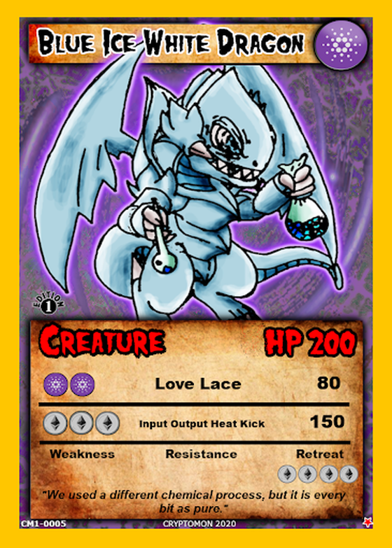 Official Cryptomon Blue Ice White Dragon CM1-0005 1st Edition Card