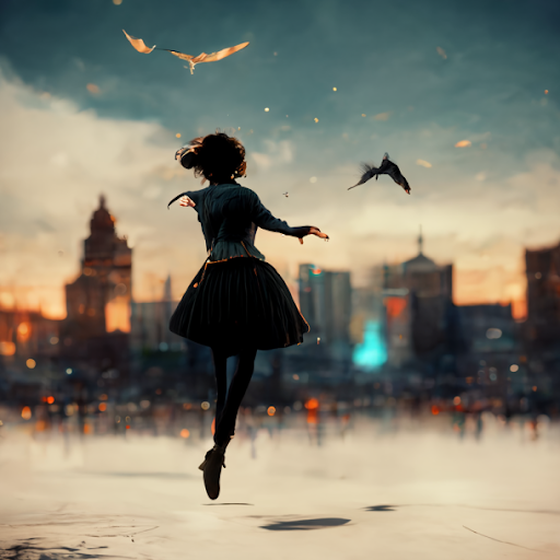 A Young Woman Dancing In Rain