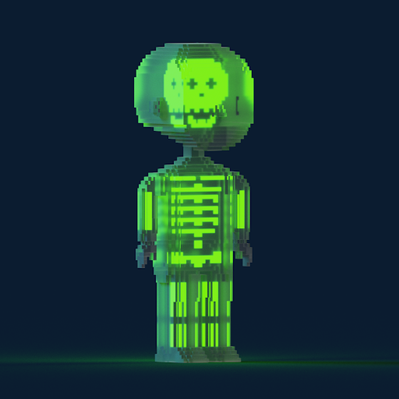 Nifitovox #66 - Man with transparent body and radioactive luminous skeleton