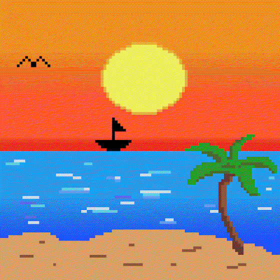 Pixel Sunset on The Beach