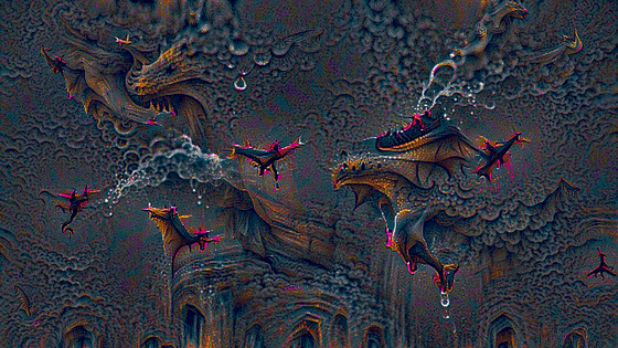 DRIPPING DRAGONS FLYING OVER A CASTLE AIR ELEMENT