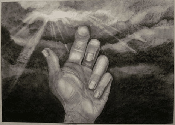 .21 HAND STUDY, pencil & charcoal on paper.  Lucky Lucy van Delft for SUMY NONA ZINE.