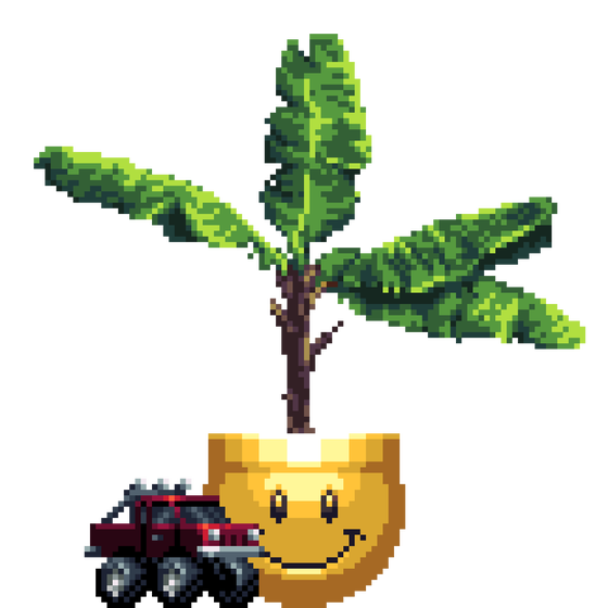 Banana Tree in Smiley pot with Toy Car