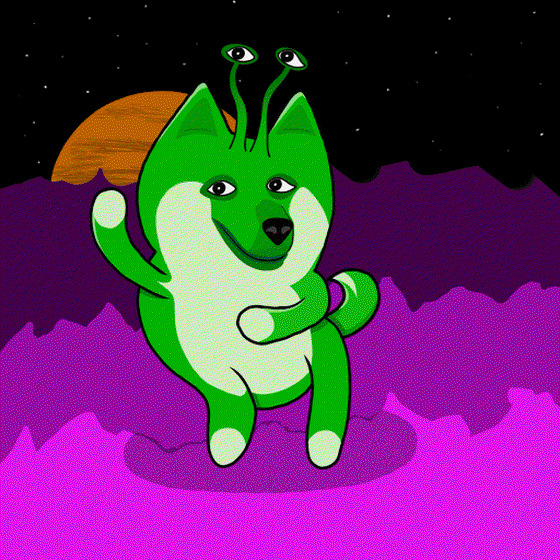 Flossing Doggie #7 - Green Alien