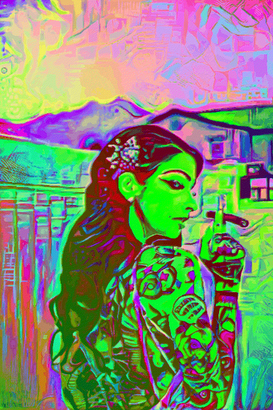 Trippy Girl with a Cigar