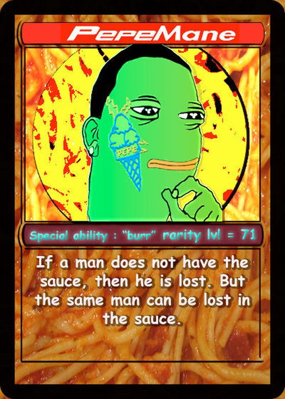 PEPEMANE - Series 7, Card 26 RarePepe - Created by Cache Money 