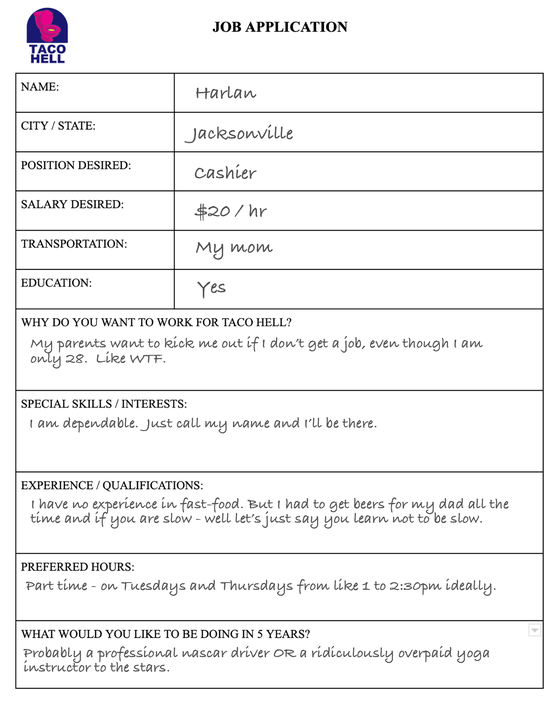 Taco Hell Job Applications #1