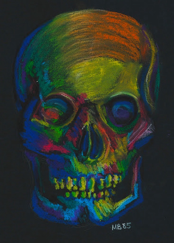 CRANIAL RAZZLE DAZZLE | oil pastel on black paper