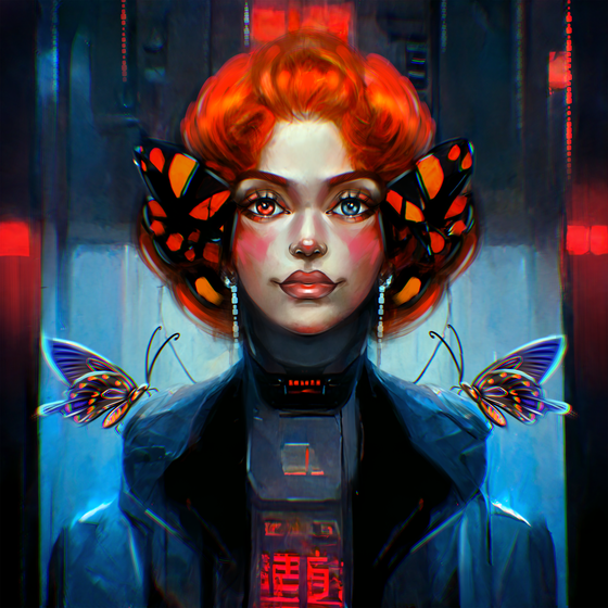 A red-haired cyborg