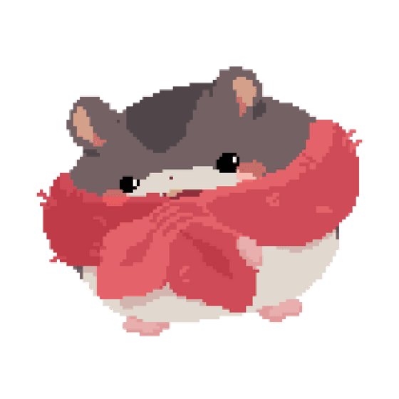 A cold hamster with a muffler on