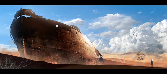 Desert and abandoned ship