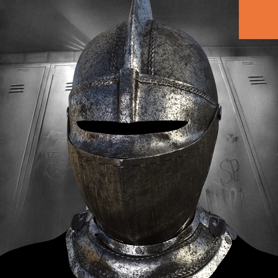 Villain #672 - The Dirty Knight Helmet Villain on the Locker Room background with the Original Accent