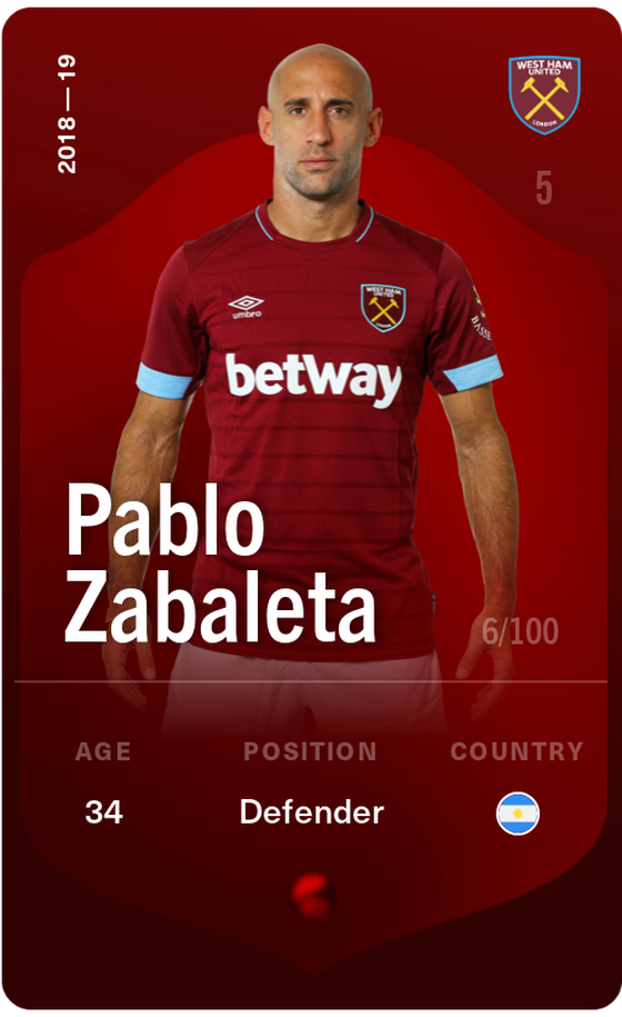 Pablo Zabaleta 2018-19 • Rare 6/100
