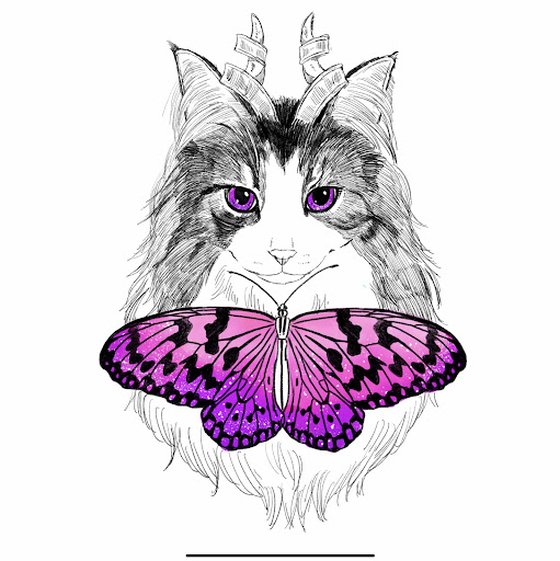 cat×weapon×butterfly. purple