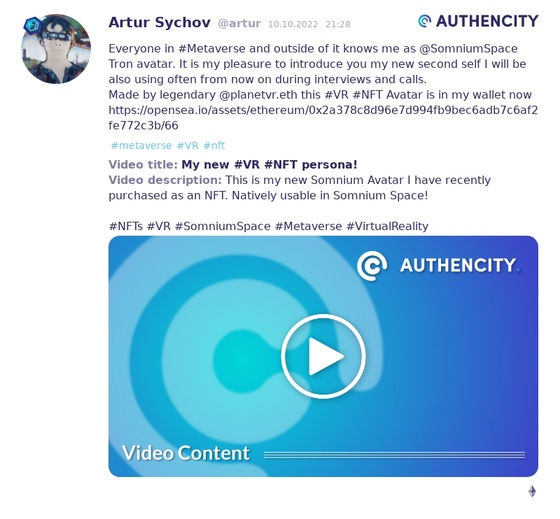 Authencity publication by Artur Sychov (@artur)