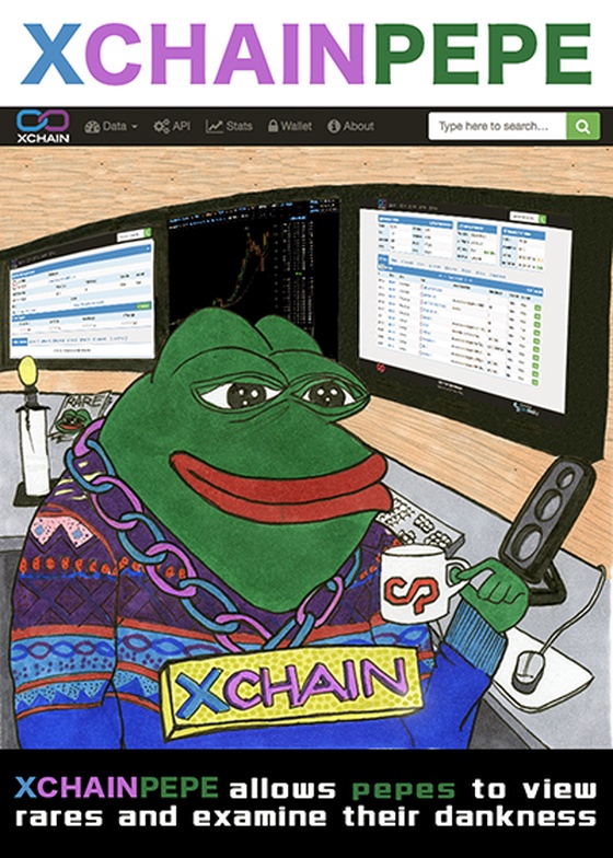 XCHAINPEPE Series 25, Card 22, 1000 issued, 2017 Vintage Official Rare Pepe