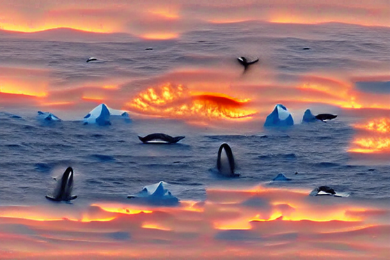 Watching whales frolic in the eternal sunset of Antarctica