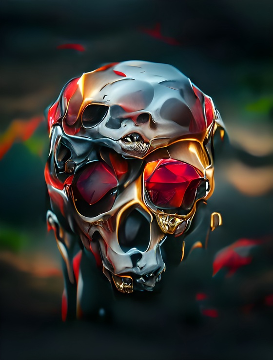 AI Titanium Red & Gold Skull