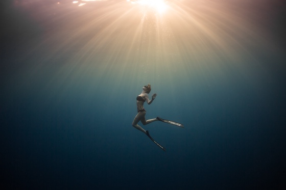 Underwater sun rays