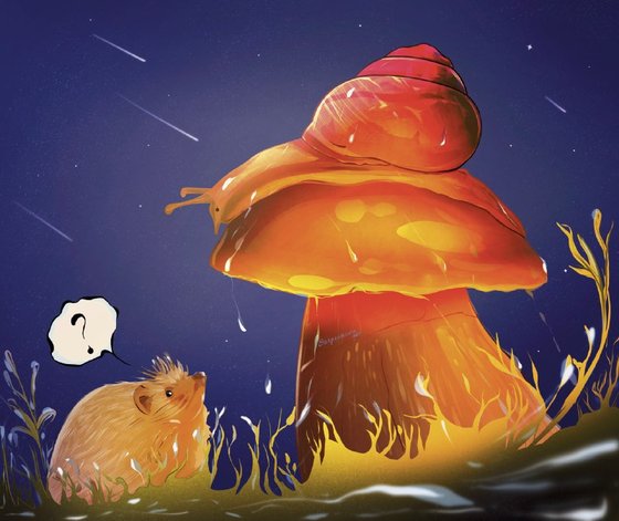 Hedgehog and mushroom