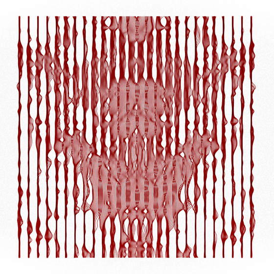 rorschach curtain in red