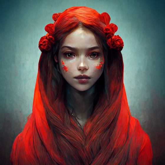 Red long hair girl Art