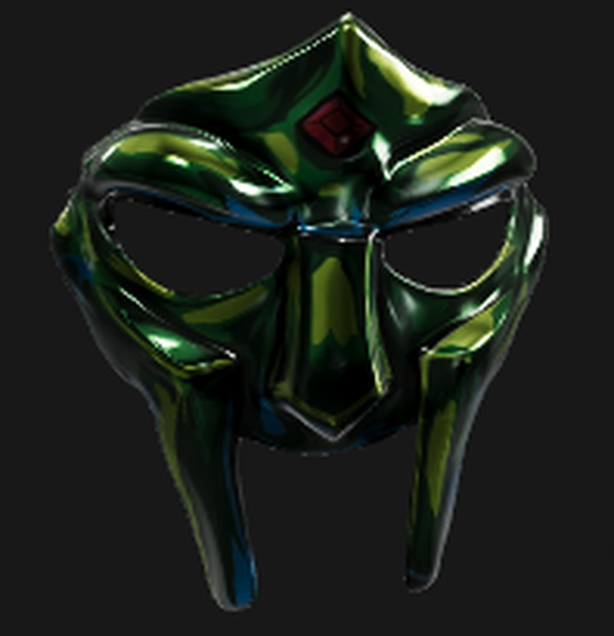 Green Metal MF DOOM mask - Signed