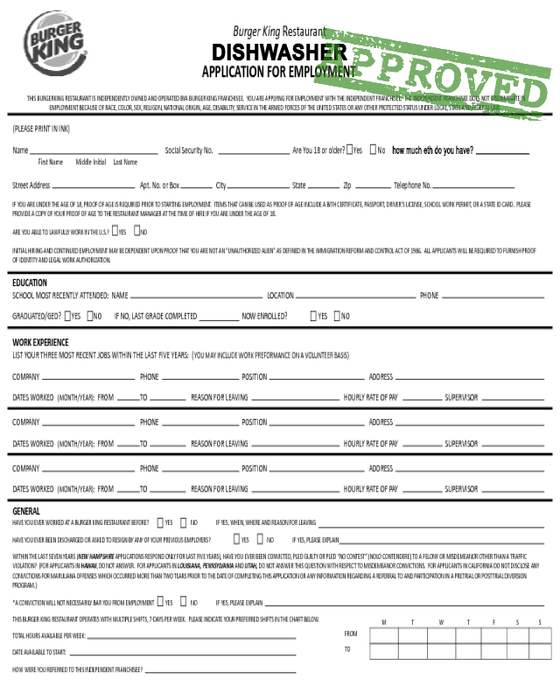 Burger King Application #486