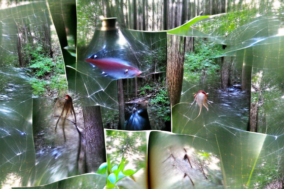 I ventured into the forest behind our backyard for spider catching and fighting fish catching.