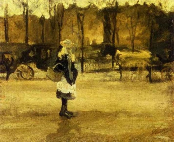 #1 A Girl in the Street, Two Coaches in the Background