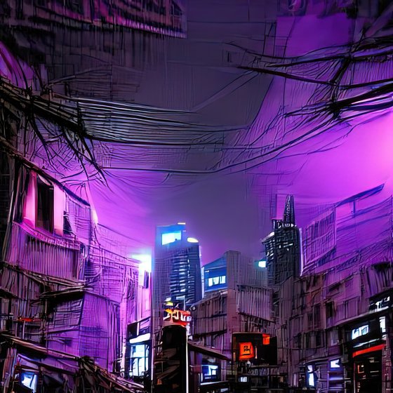 streets of cyberpunk city purple light cBTrJ20YW2qJEG2aCdUM