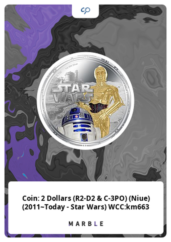 Coin: 2 Dollars (R2-D2 & C-3PO) (Niue) (2011~Today - Star Wars) WCC:km663