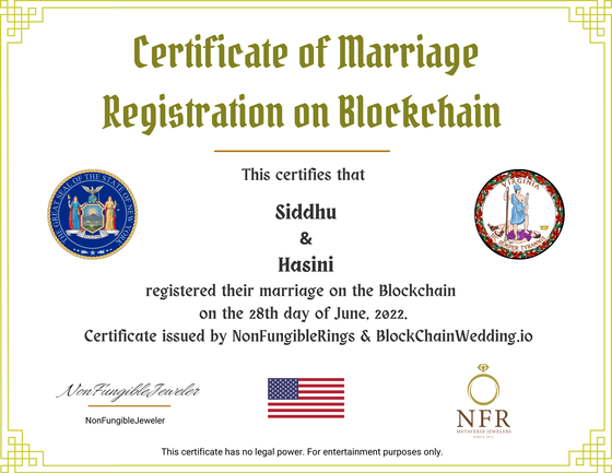 Blockchain Marriage Certificate #6