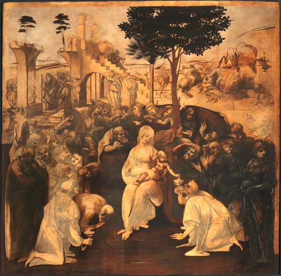 the Adoration of the Magi - by Leonardo da Vinci